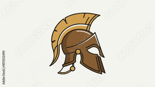 Ancient Greek Spartan Warrior Helmet Illustration.
