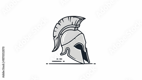 Ancient Greek Spartan Warrior Helmet Illustration.