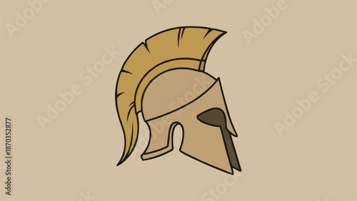 Ancient Greek Spartan Warrior Helmet Illustration.