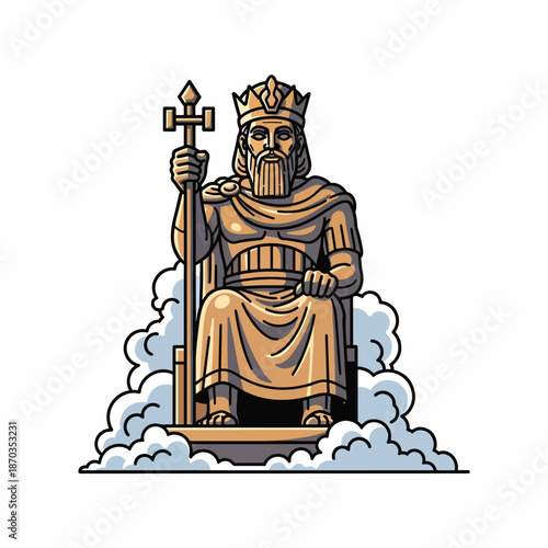 A regal king sits on a throne