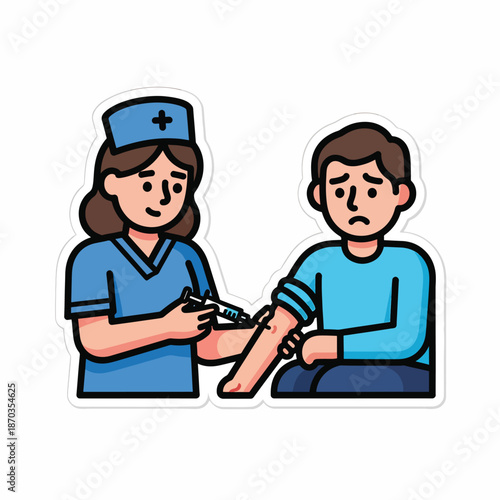 A nurse administers an injection to a patient
