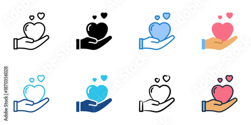 Emotional support icons set multiple style collection. Editable stroke 
