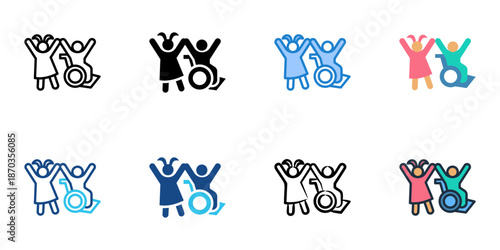Inclusion icons set multiple style collection. Editable stroke 
