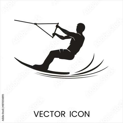 Man kitesurfing on water vector illustration, flat design