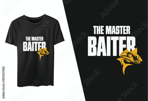 A creative t-shirt design concept featuring a casual black cotton tshirt template with vector illustration print on apparel textile for modern fashion clothing wear