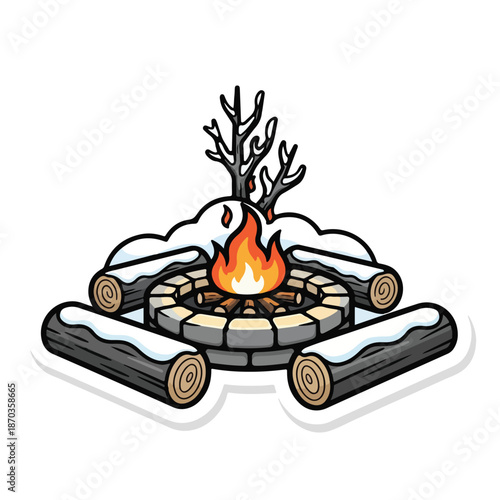 A campfire burns brightly