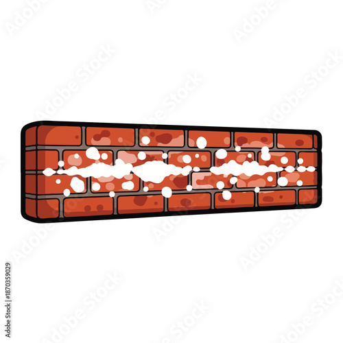 A cartoon brick wall with white spots