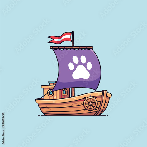 Adventurous paw print ship