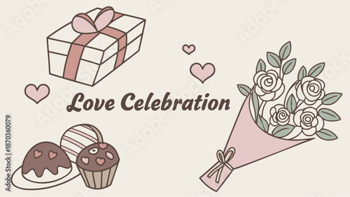 Chocolate treats and roses for love celebration
