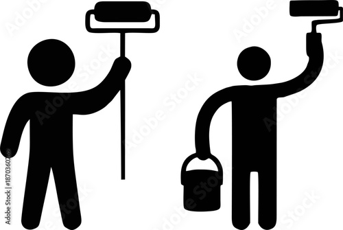 House Painting Worker Icon Vector
