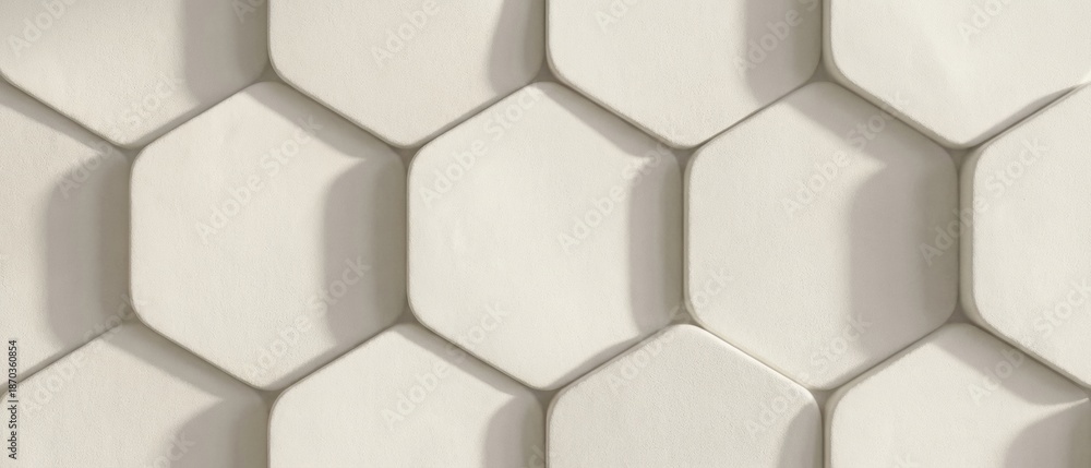 Fototapeta premium 3D hexagon wall tile texture background with geometric pattern and shadow