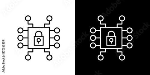 Digital security padlock icon on a microchip circuit board, representing cybersecurity and data protection