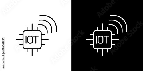 Single icon of Internet of Things IoT technology concept chip connecting to wireless signals