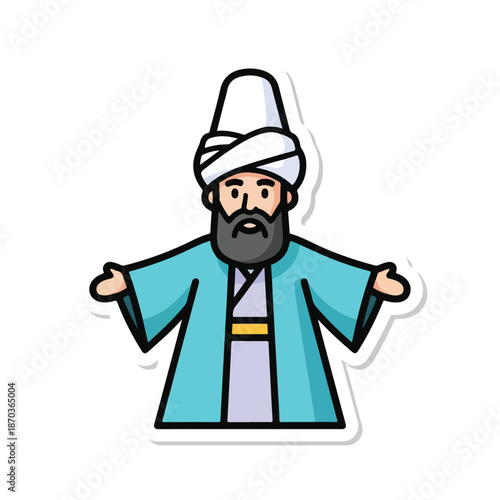 A cartoon man with a turban and beard