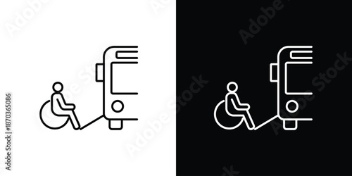 Single icon of accessible public transportation symbol for persons with disabilities boarding a bus