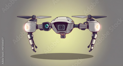 robot, drone, concept, vector, illustration, futuristic, technology, ai, robotics, automation, machine, cyber, digital, innovation, smart, autonomous, flying, aerial, quadcopter, uav, surveillance, mo