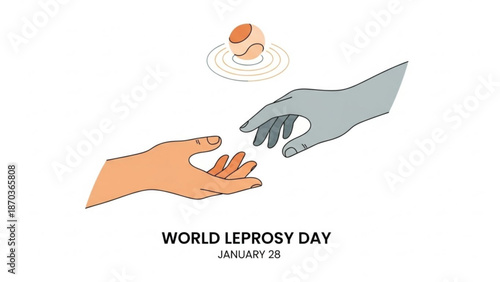 World leprosy day awareness illustration with hands reaching out and drop of water symbolizing compassion and support on january 28 with health