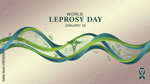 World leprosy day january 28 awareness ribbon healthcare symbol medical illustration with Leprosy Awareness and Health Awareness and Disease Awareness