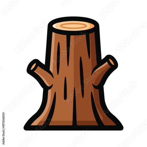A cartoon tree stump with two protruding branches