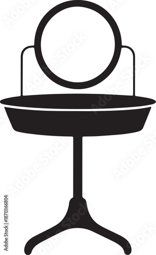 Antique vanity table mirror silhouette vector illustration black washstand icon on background