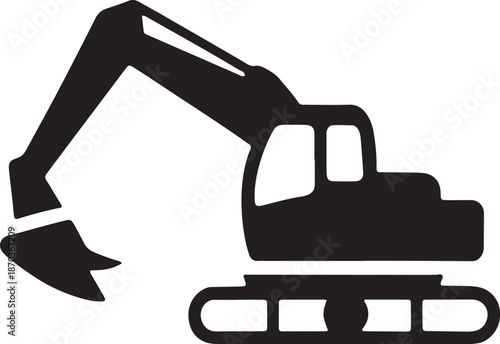 Excavator construction vehicle digging with bucket arm isolated on transparent background vector