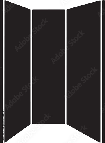 Folding screen room divider icon vector illustration black silhouette isolated on background