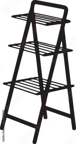 Shelf rack silhouette for home storage and organization isolated on transparent grid background
