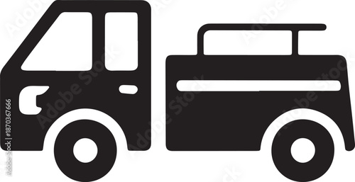 Side view of small transport delivery truck silhouette for cargo shipping and logistics services