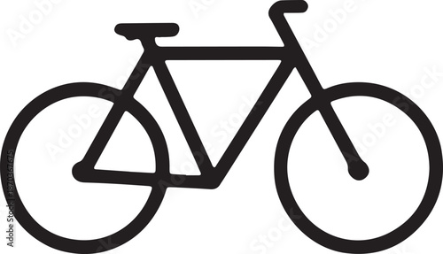 Simple black outline of a bicycle or cycle for transportation and sport activity on plain background