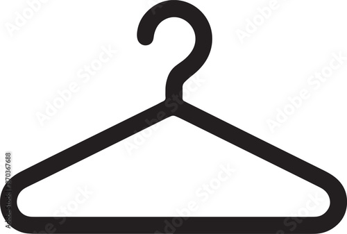 Simple black outline icon representing empty coat hanger for clothes storage or display
