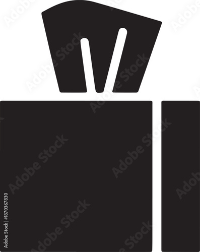 Tissue box silhouette with paper napkins icon for hygiene and health on transparent background