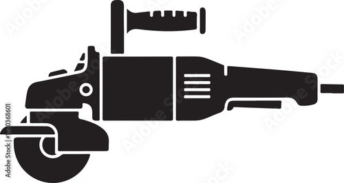 Angle Grinder Silhouette, Power Tool Vector, Construction Equipment Icon, Industrial Grinder icon, Black Tool Silhouette