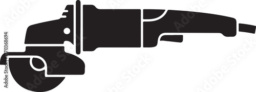 Angle Grinder Silhouette, Power Tool Vector, Construction Equipment Icon, Industrial Grinder icon, Black Tool Silhouette