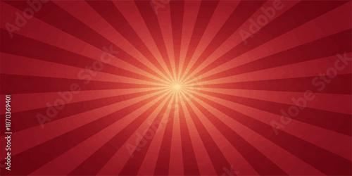 Abstract red sunburst background with bright radial rays and glowing energy design