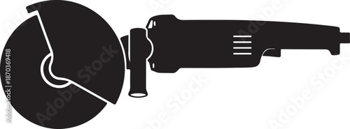 Angle Grinder Silhouette, Power Tool Vector, Construction Equipment Icon, Industrial Grinder icon, Black Tool Silhouette