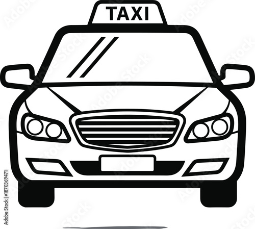 Taxi cab car icon isolated on white background symbol of city transportation urban travel passenger service taxi hire and public logistics