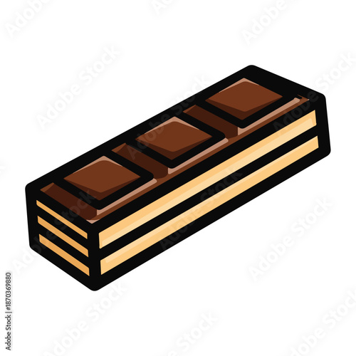 A cartoonish illustration of a layered chocolate dessert