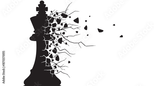 Chess King's Metamorphosis: A powerful chess king, undergoing a dramatic transformation, symbolizes strategic evolution and the fleeting nature of dominance.