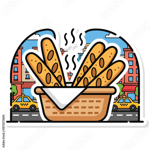 A cartoonish illustration of bread