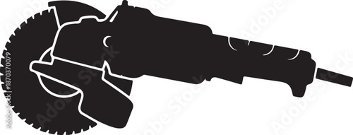 Angle Grinder Silhouette, Power Tool Vector, Construction Equipment Icon, Industrial Grinder icon, Black Tool Silhouette