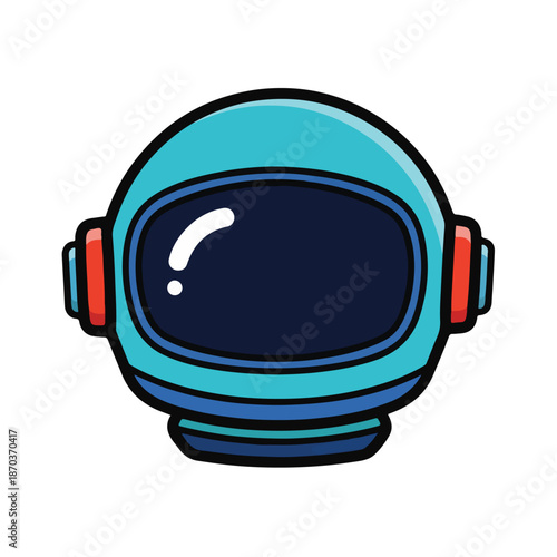 A cartoonish astronaut helmet with a question mark