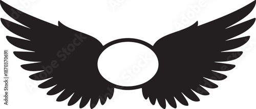 Angel Wings Silhouette, Spread Wings Vector, Spiritual and Freedom Symbol