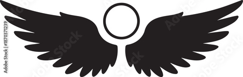 Angel Wings Silhouette, Spread Wings Vector, Spiritual and Freedom Symbol