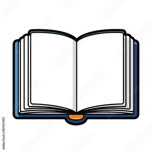 A cartoon-style illustration of an open book