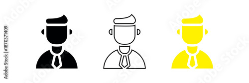 A solid businessman icon representing professionals, employees, managers, and corporate identity. Suitable for business profiles, HR systems, and organizational designs. EPS 10