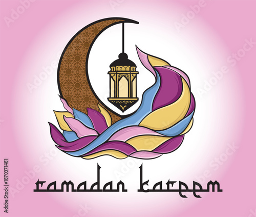 Ramadan Kareem wishes background, social media, ramadan kareem colorfull background. Moon Wave background