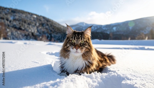 雪とノルウェージャンフォレストキャット