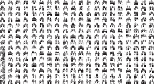 A collection of ancient Egyptian hieroglyphic symbols and icons on white background