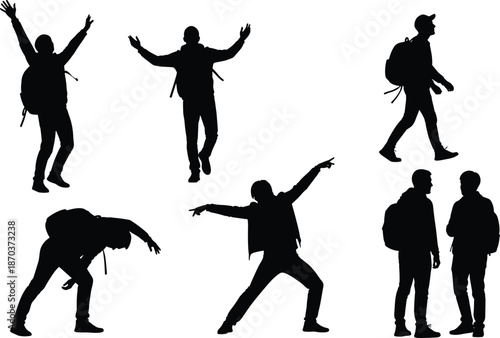 Large Collection of Diverse Professional People and Cute Children Cartoon Characters in Various Uniforms Outfits and Silhouettes Isolated on White Background