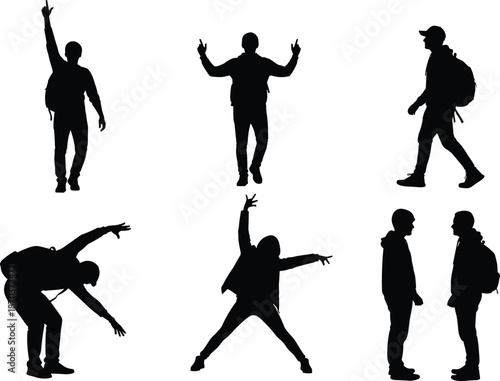 Large Collection of Diverse Professional People and Cute Children Cartoon Characters in Various Uniforms Outfits and Silhouettes Isolated on White Background